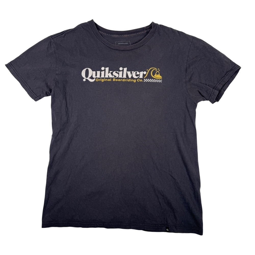 Quiksilver Graphic T Shirt Medium Black Surf Skate Boardriding Mens Y2K